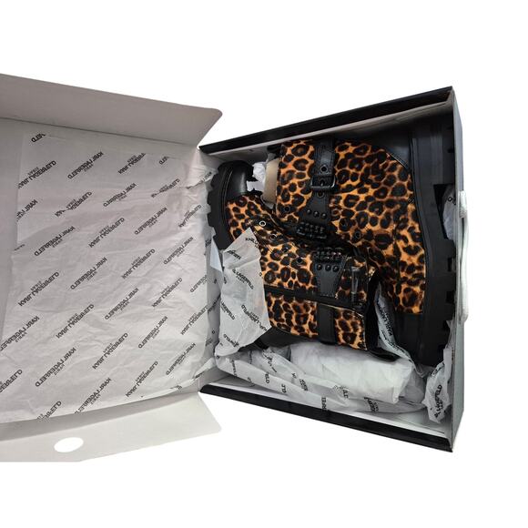 Karl Lagerfeld Maeva Combat Booties Size 7 Leopard - Picture 3 of 6